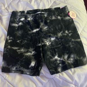 black and white tie dye biker shorts